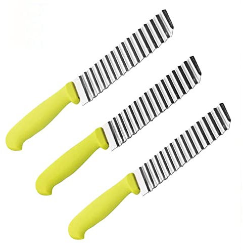 Wellenschneider,3 Stück Wellenschneider aus Edelstahl Kartoffelschneider Gemüseschneider, Pommes Frites Schneider Kartoffel Wellenschneider Küchengerät Schneidewerkzeug für Gemüse