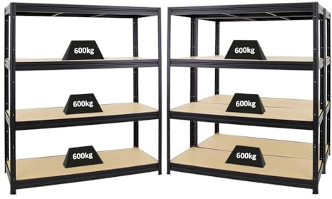 PROREGAL Mega Deal 3er-Sparset Profi-Schwerlastregal Dino HxBxT 180x160x60cm Fachlast 600kg Schwarz, Kellerregal, Steckregal, Garagenregal, Lagerregal