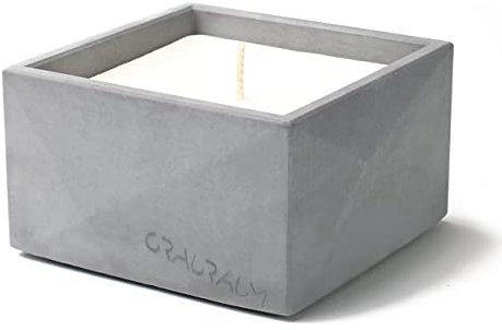 GRAURAUM Indoor Tischkerze Tischfeuer: Die 10cmx10cmx6cm große Stumpenkerzen Alternative - Betonkerze mit langer Brenndauer - Von Hand gemacht in Deutschland