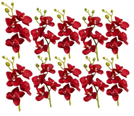 Rikyo Künstliche Orchideenblumen, 17,8 cm hoch, 40 abnehmbare Blütenköpfe, Phalaenopsis-Blumen für Tafelaufsätze, Vasenfüller, Heimdekoration, Brautschmuck, Hochzeit, Party, Geburtstag, Kuchen