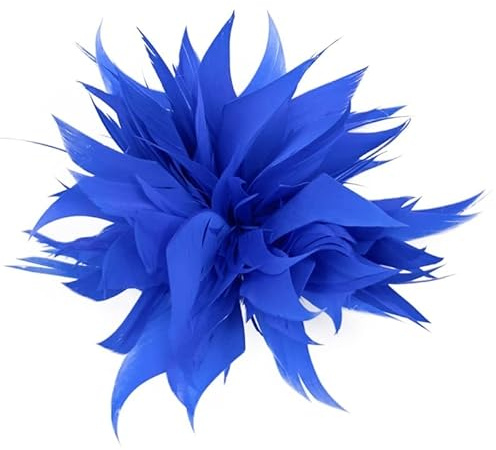 PTNKUIIY Damen Federbrosche, Flauschige Straußenfeder Brosche Braut Hochzeit Kopfschmuck Kostüm Deko Federn Haarschmuck Haarklammer Brosche für Frauen Mädchen Halloween Party Dekoration - Dunkelblau