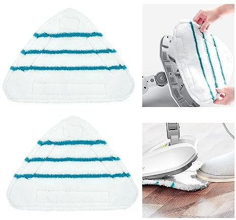 Accesorios para la limpieza vapor, Juego 2 piezas microfibra de almohadillas de repuesto de escoba de vapor con paños de repuesto triangulares Almohadillas de fregona de escoba (blanco)