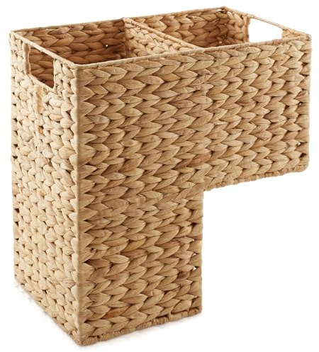 Casafield Cesta de escalera con asas, natural, tejido de jacinto de agua, organizador de almacenamiento