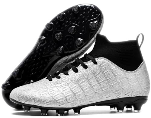 AKIF Zapatos de fútbol para hombre, botas de fútbol de caña alta con picos antideslizantes, con cordones, transpirables y cómodas