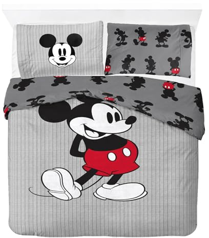 Jay Franco Disney Mickey Mouse - Parure de lit Deux Personnes pour Enfant - Ensemble Housse de Couette et taies d'oreiller 50 x 70 cm - 100% Coton