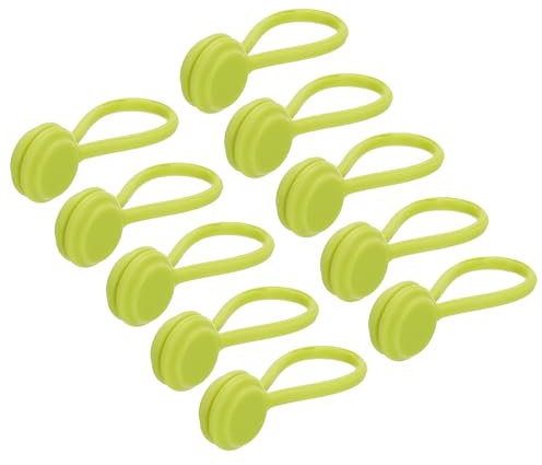 sourcing map Magnetic Cable Clips 4.3 Inch x 0.6 Inch Green Magnetic Cord Organizer Cable Ties Reusable Twist Ties for Home, Kitchen, Office, 10 Pcs
