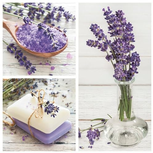 20 Servietten Blumen, Garten & Natur Lavendel und Wellness als Tischdeko. Papierservietten mit Motiv. Auch für Decoupage und Serviettentechnik 33x33cm