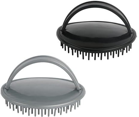 2-in-1 Detangling Hair Brush & Comb, Scalp Massage Brush, Thick Hair Brush, Portable (Black, Gray)