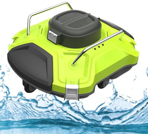 Lakenbroade Robot pulitore per Piscina Fuori Terra, Robot Automatico per Piscina Senza Fili, Robot aspirapolvere per Piscina a Doppio Motore Ultra Potente, con parcheggio autonomo
