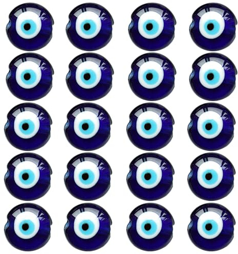 SEABABOO Turkiska Ögat Pärlor 20 Stycken Blå Öga Pärlor 12mm Öga Evil Eye Lycka Turkiskt Blått Öga Pärlor för Diy Smycken Armband Halsband Smycken De Home Deco (12 MM)