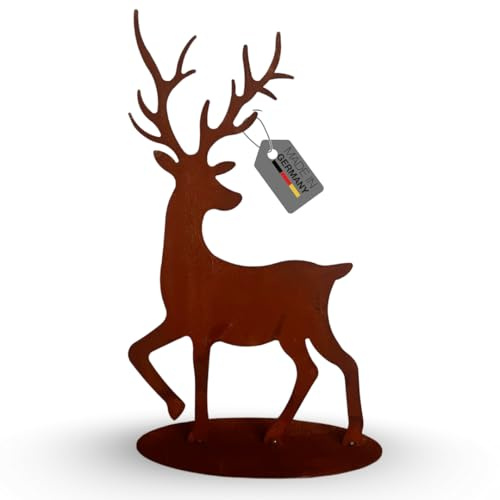 Terma Gartenfigur Höhe 50 cm Hirsch Figur rost Winterdeko Gartendeko für draußen und drinnen Gartendeko Frühling Rost Metall, Weihnachtsdeko
