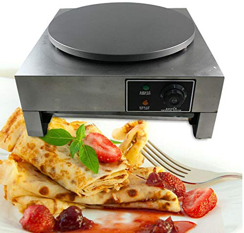 Kaichenyt Crepeseisen, 3000w Φ400mm Crepe Maker Elektrisch Crepesplatte Crepesgerät Mit Ausziehbarem Tablett, Eingebauter Thermostat Und Holzspatel