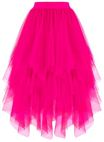 Dressever Damen Unregelmäßiger Mehrschichtiger Tüllrock | A-Linie Hoher Taillierter Rock;Ballett Tutu;Abschlussball Party;Karneval Party Rock;Halloween Netzkleid