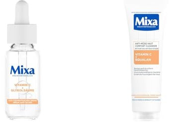 Mixa Vitamin C Gesichtspflege Duo: Vitamin C Serum 30ml gegen dunkle Flecken + Vitamin C Fluid mit LSF25 50ml