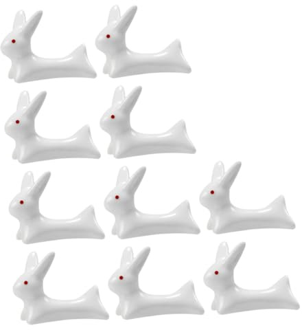 VINTORKY Personalised Adult Chopstick Set Chinese Tableware Chopsticks Rack Ceramic Holder Bunny Shape 10pcs