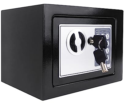 Coffre-fort en acier massif de 4,6 L - Résistant au feu et étanche - Pour la maison, le bureau, l'argent ou les objets de valeur - Noir