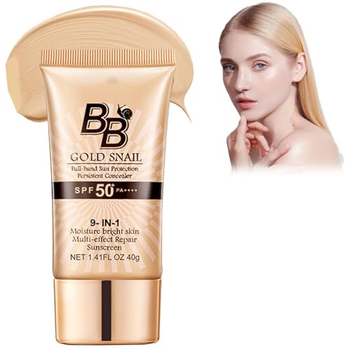 BB Crema - Fondo De Maquillaje BB Cream con Hidratante Ligero Con Protección Solar SPF 50, Crema Facial Hidratante Alta Protección Solar, 40g (Color Blanco marfil)