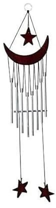 GOOPEEG Carillon Lune Étoile 9 Tubes Bois Chapelle Extérieur Jardin Cloches Vent Carillons Cour Décor À La Maison Heureux Cadeaux Décoration Memorial Décoration(Rot)