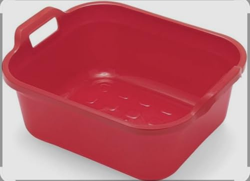 10l red washing up bowl with handles