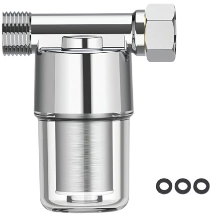 MYLERCT Filtre Eau Douche 1/2 Pouce, 40 μm Filtre Anti Calcaire Douche, Argenté Filtres Robinet Eau Potable, avec un élément Filtrant en Acier Inoxydable pour Douches, Robinets et Chauffe-Eau