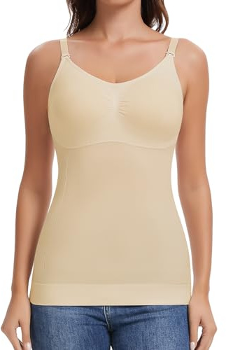 Joyshaper Shapewear - Canottiera intima da donna, snellente, a compressione, senza cuciture, Beige/scollo a V, L