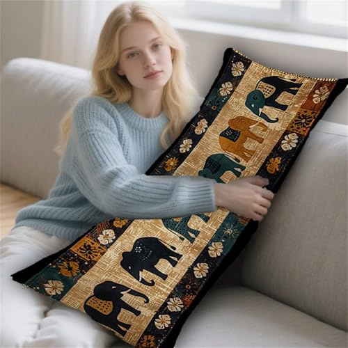 Almohada Corporal Elefante Funda Cojin 50x180cm Almohada para el Embarazo Maternidad, Almohadas para Dormir de Lado Nacionalidad Almohadas Embarazada Funda de Cojines Grandes Cushion Covers LYD-610