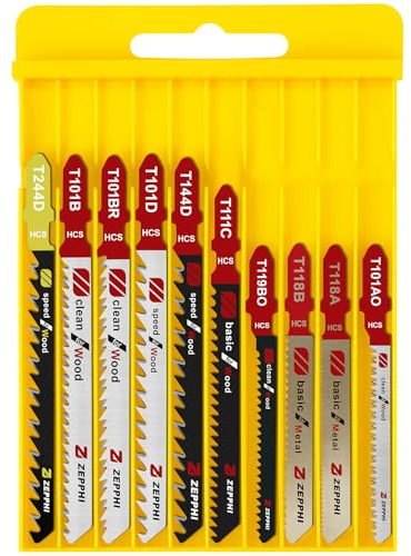 ZEPPHI Stichsägeblatt Set 56tlg mit Aufbewahrungskoffer, T-Schaft Stichsägeblätter aus HSS zum Schneiden von Holz, Kunststoff und Metall
