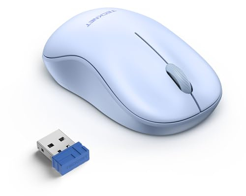 TECKNET Wireless Mouse for Laptop, 2.4G USB Receiver, Silent Click, Blue