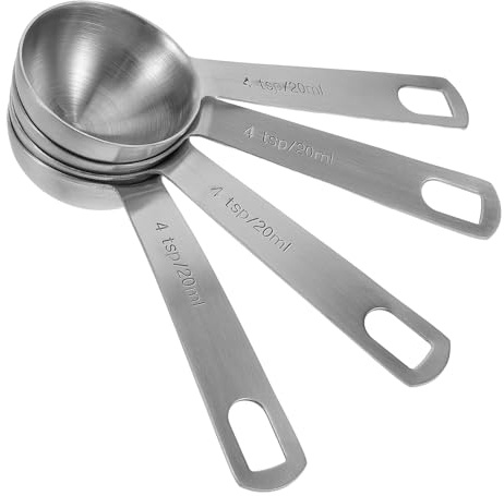DOITOOL Juego de 4 Cucharas Medidoras de Acero Inoxidable 20 Ml 4 Cucharaditas para Cocina Hornear y Condimentos Utensilios Precisos para Medir Ingredientes Secos y Líquidos