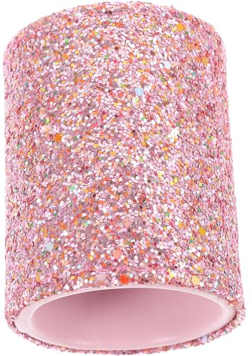 Cubo Portátil para Brochas de Maquillaje de Plástico Rosa | Brillo Decorativo, Diseño Ligero y Resistente, Formato Compacto para Tocador