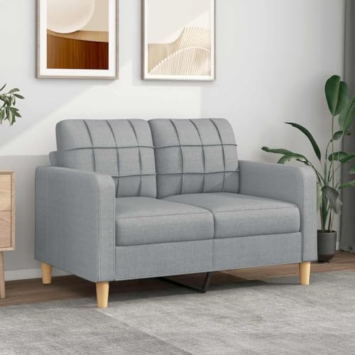 Runheo 2-Sitzer-Sofa Hellgrau 120 cm Stoff, Modernes Loungesofa mit Metallgestell, Bequeme Polstercouch für Wohnzimmer, strapazierfähige Möbel
