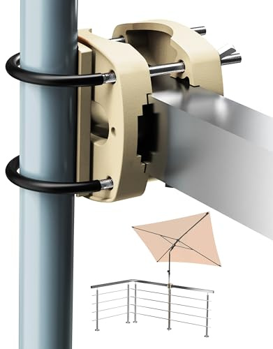 4smile Sonnenschirmhalter Balkongeländer SunnyEasy, Sandbraun - Funktionale Sonnenschirm Halterung Balkon, flexibel montierbar - Schirmhalterung Balkongeländer ersetzt Sonnenschirmständer Balkon