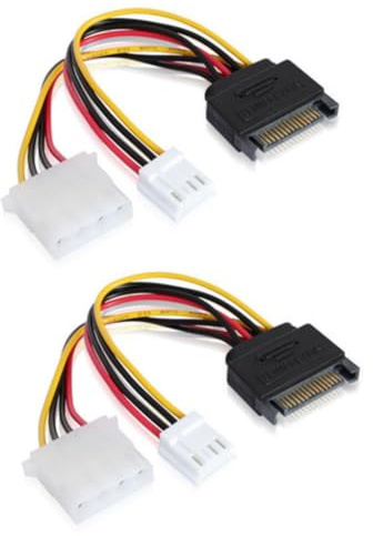Uqezagpa SATAs - Cable de alimentación divisor en Y de 15 pines macho a doble de 4 pines IDEs para unidades legacys y PSU modernas SATA macho a convertidores de alimentación