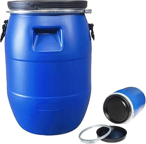 JIESOO Plastic Barrel with Lid,Food-Grade Water Barrels Storage, Shipping, Air Tight, HDPE Material, Rain Use For and Food(160L)
