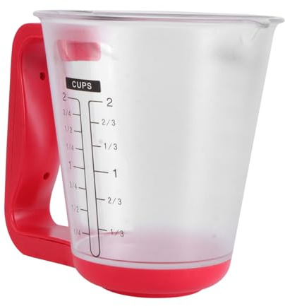 JEWEDECO Bilancia da Cucina Digitale Rosso 1000g Display Lcd e Precisione 1g, Misurino Liquidi Multifunzione in PC e Abs per Alimentazione