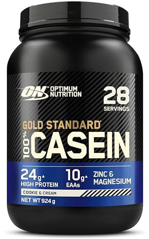 Optimum Nutrition Gold Standard 100% Casein Slow Digesting Protein Powder with Zinc, Magnesium and Amino Acids, Support Muscle Growth & Repair Overnight, Cookies & Cream Flavour, 28 Servings, 924 g
