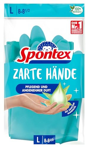 Spontex Reusable Gloves Hands Soft with Almond Oil L, Blue, L 8 - 8/5
