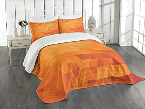 ABAKUHAUS Burnt orange Tagesdecke Set, Formen und Muster, Set mit Kissenbezügen Waschbar, für Einselbetten 170 x 220 cm,Orange
