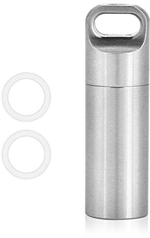 Mini Pillendose Schlüsselanhänger, Kleine Pillendose Outdoor Wasserdicht dose Edelstahl Mini Wasserdichte Kapsel Pillenbox Pillendose für Klein Outdoor Camping Wandern Klettern Schlüsselanhänger, S(S)