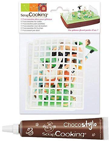 Décoration pour gâteau Terrain de football + Stylo chocolat