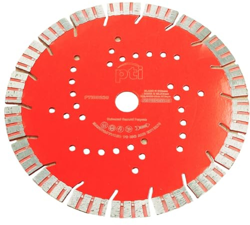 PTI 230mm Diamond Disc, Saw Blade Segmented Professional Cutting Discs for Angle Grinder Tile -Fast, Clean cut on stone, marble, granite, brick and masonry.
