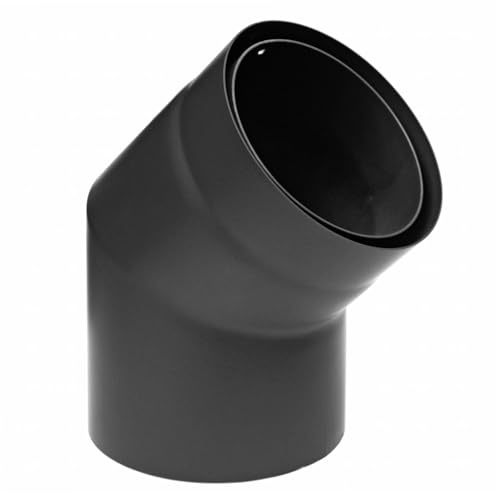 raik SH30004688-sw Raik Rauchrohrbogen/Ofenrohr Izoker doppelwandig mit Isolierung, Durchmesser 150 mm, 45°, Schwarz