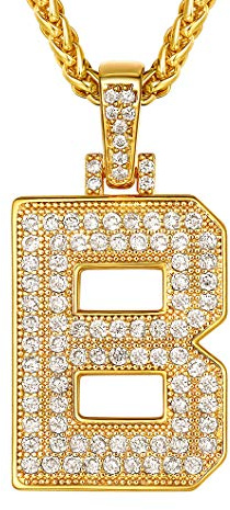 Richsteel personalisierte Bling Buchstabe Kette 26 Alphabet Anhänger mit Zirkonia Partner Namenskette Weizenkette/Tennis Kette für Damen und Herren