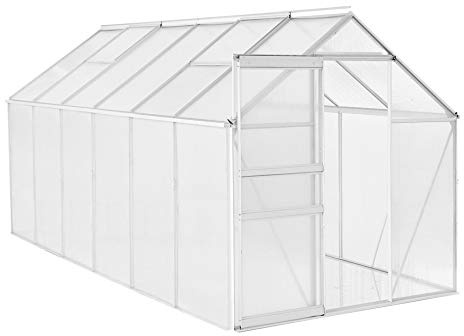 ESTEXO Aluminium Gewächshaus Treibhaus ohne oder inkl. Fundament Tomatenhaus Pflanzhaus mit Hohlkammerstegplatten (370x190x195 cm)