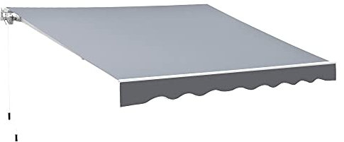 Outsunny 2.5m x 2m Retractable Awning, DIY Garden Awning Canopy, Anti-UV Sun Shade Shelter with Aluminium Frame and Crank Handle, Grey