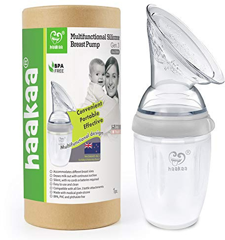 Haakaa Gen.3 Multifunktionale Milchpumpe aus Silikon, 250 ml, Grau