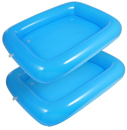 HEMOTON 2pcs Inflatable Ice Bar Serving Tray for Pool Party Beach Bbq Reusable Buffet Cooler Tray for Drinks Food Ice Chilled Party Platter