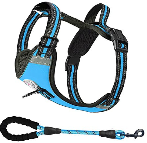 Lomonie Hundegeschirr, Easy Walk Hundegeschirr und Leine, verstellbar, bequem, mit Griff für kein Ziehen, Nachtsicher, reflektierende Weste, einfache Kontrolle für kleine, mittelgroße und große Rassen