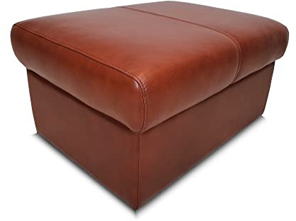 Quattro Meble Braunes Glanz Echtleder Antique Tabac Hocker aufklappbar mit Stauraum Sitzhocker Rindsleder Sitzwürfel Fußhocker Polsterhocker Echt Leder Puff Model NT 2p Leder (75 x 55 x H-40 cm)