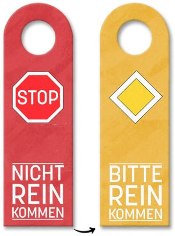 Verkehrsschilder Vorfahrtstraße und Stopschild Türhänger 3er Set beidseitiger Türanhänger nicht reinkommen oder bitte reinkommen als praktisches Gadget für Fahrlehrer oder